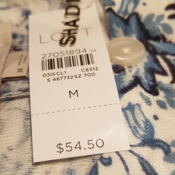 Loft 3/4 Sleeve Blue/White Cardigan NWT - Picture 3 of 4